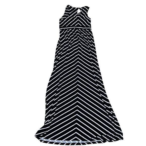INC INTERNATIONAL CONCEPTS Black Striped Sleeveless Maxi Dress Sz S - Picture 2 of 8
